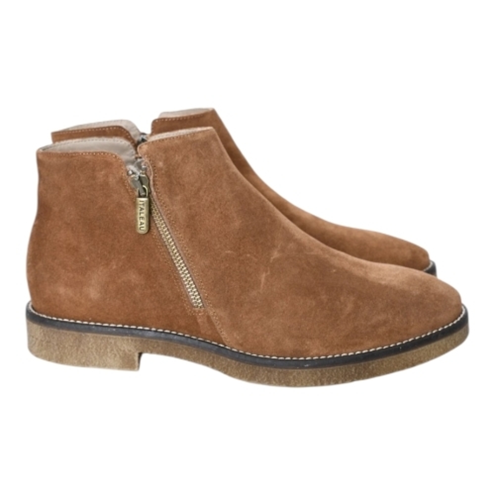 Womens  Brown Suede Zip Ankle Boots